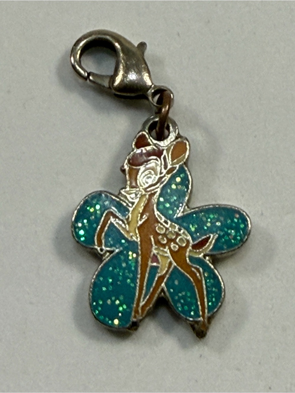 💙3/$20💙 Disney Teal Glitter Bambi Flower Charm Bracelet Pendant